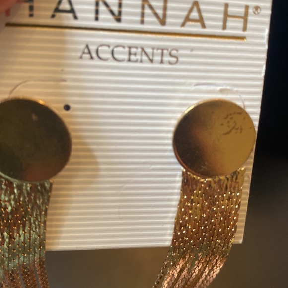 Disc round long  multi chain dangle fringe post pierced earrings - Picture 3 of 6